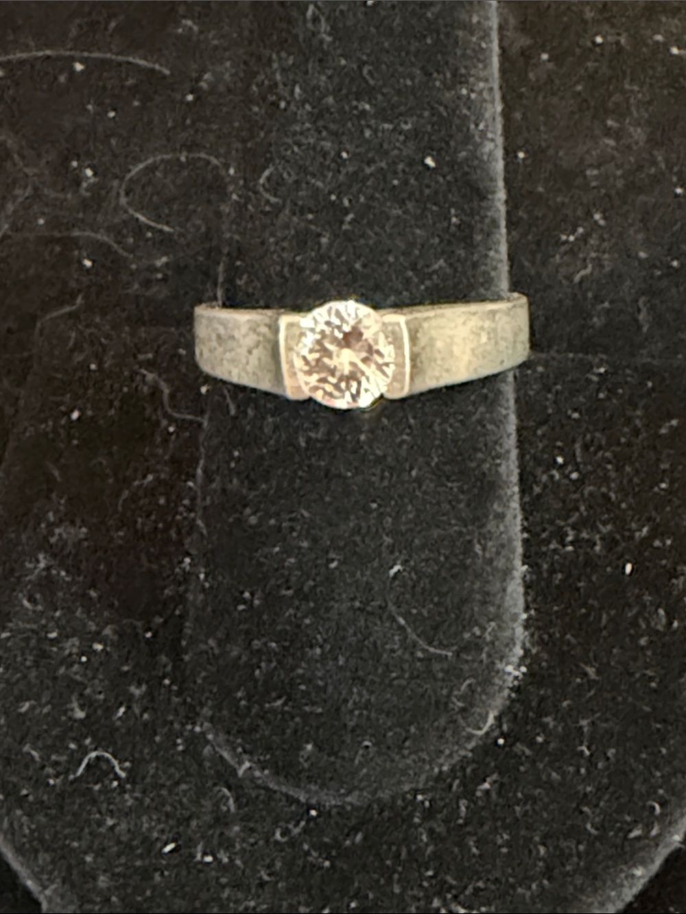 Sterling Silver Solitaire Crystal Ring in Silver